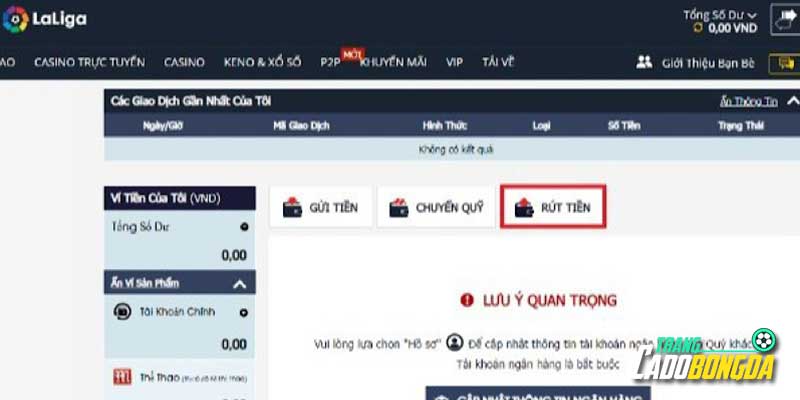 Hướng dẫn rút tiền thắng cược